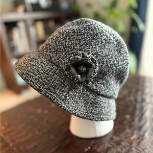 San Diego Hat Co. Tweed Cloche Hat with Flower Accent